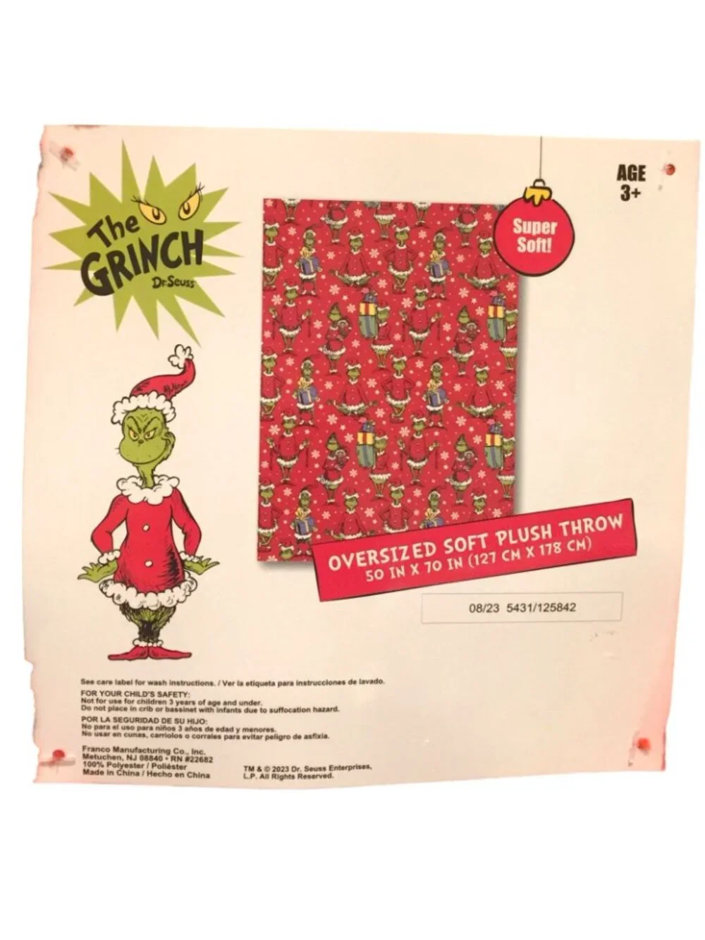 How the Grinch Stole Christmas Fleece Oversized Plush Throw Yoga Gifts Garland 5